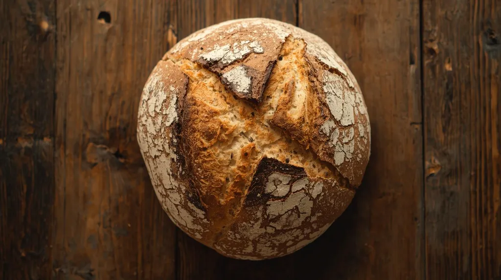 Generate an image of sourdough shokupan in wooden table (1).webp